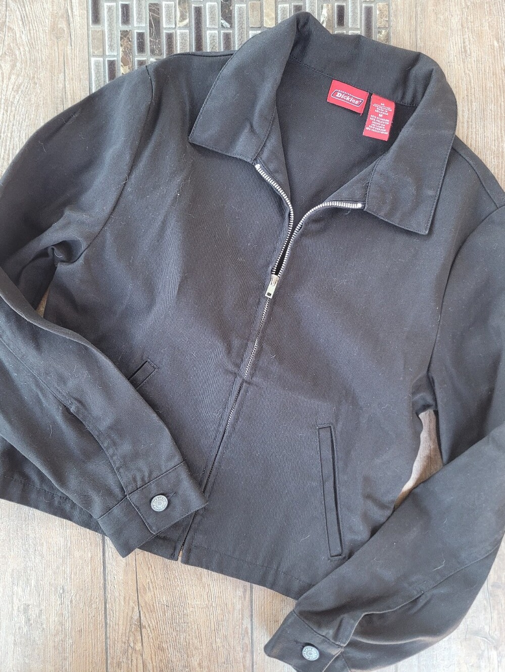 Dickies Black Zip Canvas Front Jacket Vintage Size Medium